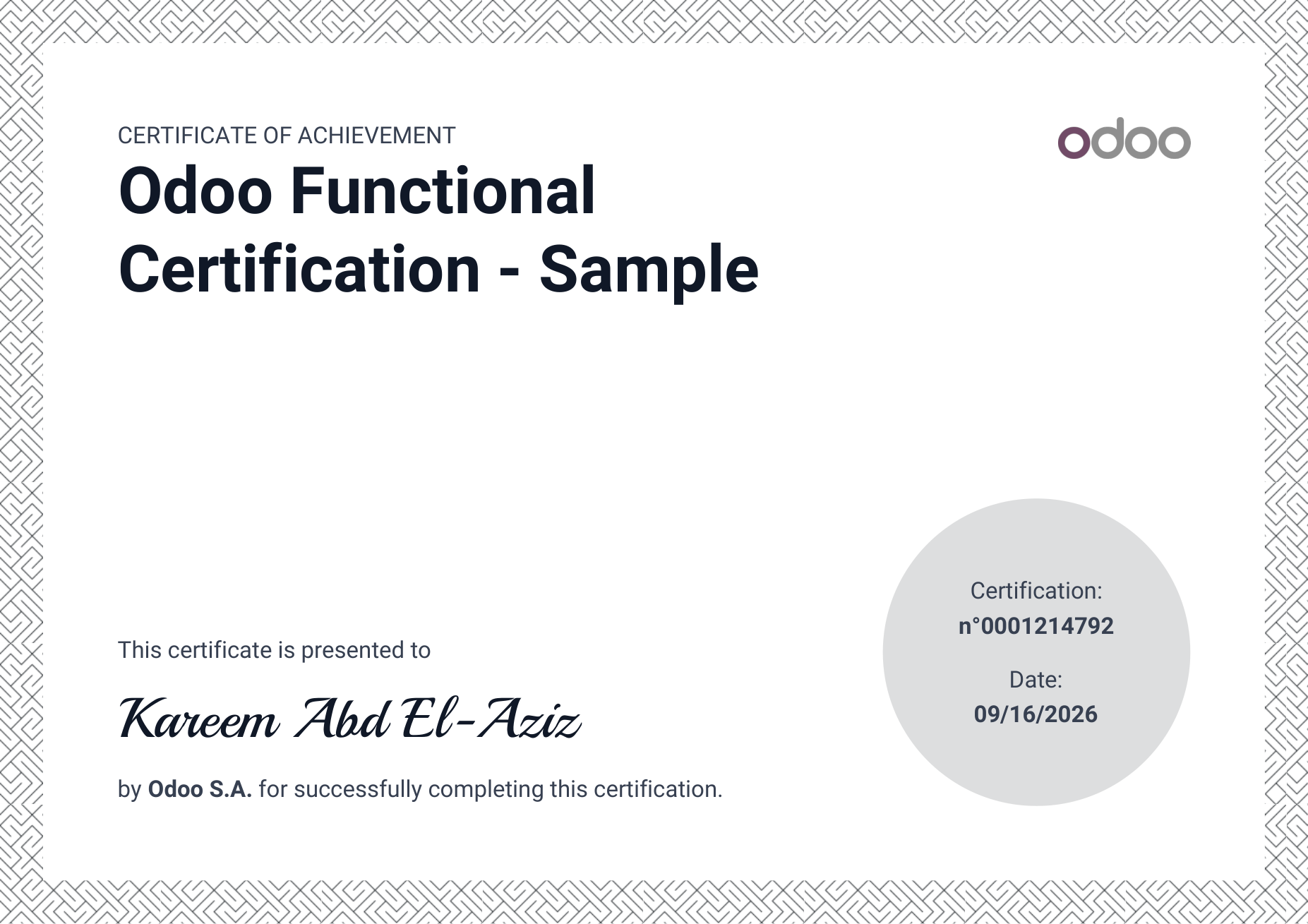 Odoo Functional Certification — Sample exam